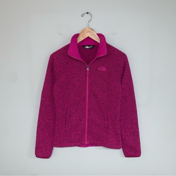 The North Face Fleece Sweater Size XS Pink Magenta Heathered Full Zip Jacket - Picture 2 of 9